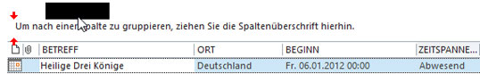 Gruppierung über das Kontextmenü einschalten