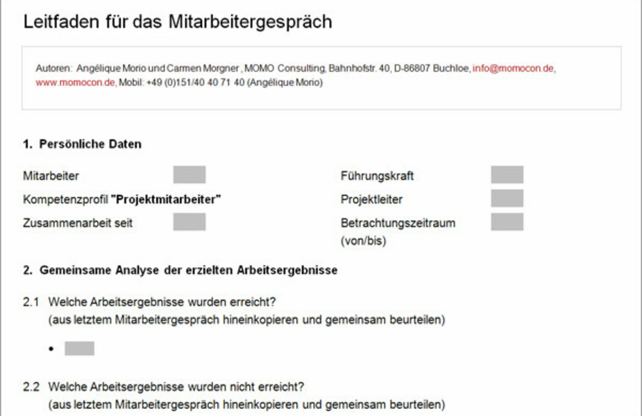 Leitfaden Mitarbeitergespräch