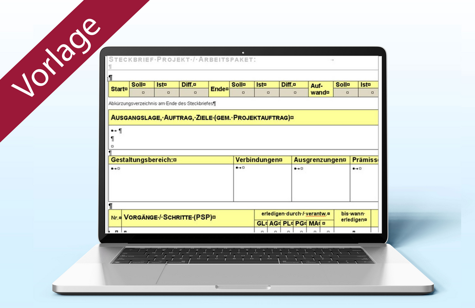 Projekt-Steckbrief für Kleinprojekte und Arbeitspakete