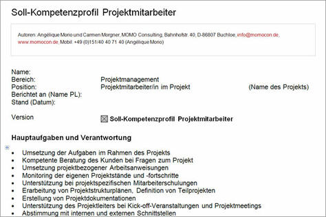 Soll-Kompetenzprofil Projektmitarbeiter
