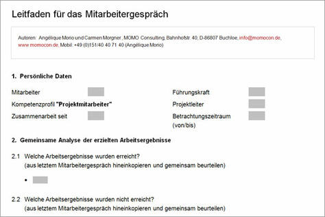 Leitfaden Mitarbeitergespräch
